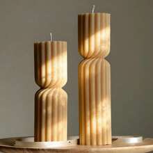 几何纹理蜡烛模具，扭曲条纹圆柱形硅胶模具，适用于DIY香薰、现代北欧家居装饰、美观的石膏和树脂艺术铸造 - 白色 - 查看 3