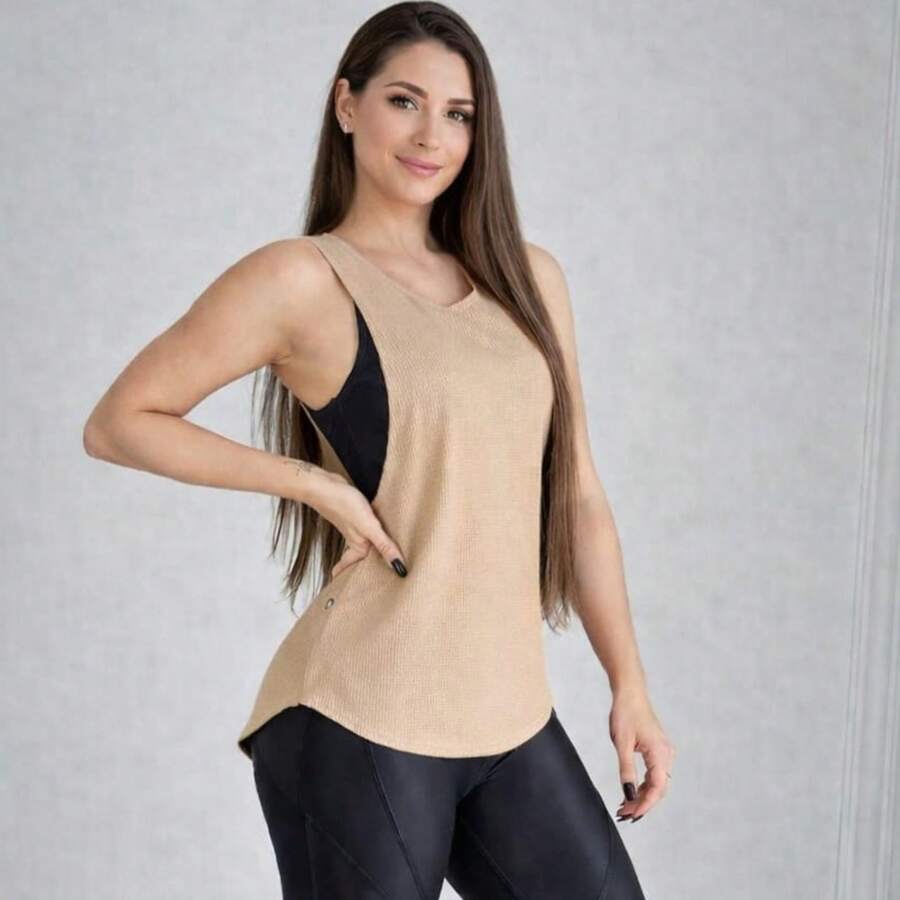 Blusas Dry Fit Feminina fitness Academia Regata } Tapa Bumbum Treino Esporte Atividade Física