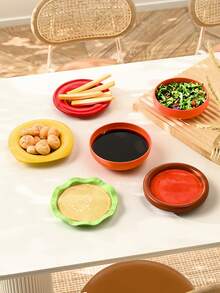 Hamburger Shaped Bone Dish Set, Household Plate Dipping Sauce Dish, High-Quality Plate Dipping Sauce Dish, Tableware - Multicolor - View 7