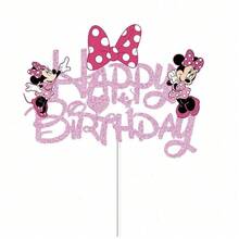 11pcs Cartoon Themed Paper Cake Topper Set, With A Sweet And Playful Style, Featuring Cute Image And Classic Polka Dot Bow Pattern. The Pink Color Scheme Is The Main Color, And The Shapes Include Letters, Cartoon Characters, Etc. It Is Suitable For Birthdays And Other Holidays, And Can Decorate Birthday Cakes, Cupcakes, And Add A Full Of Cute Atmosphere To Children's Birthday Parties, Family Birthday Celebrations, And Other Scenes. - Multicolor - View 8