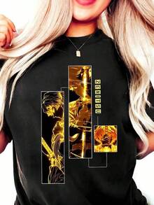 Herrjultröjor 180g ren bomulls-T-shirt Zenitsu T-shirt – Anime-T-shirt – Kimetsu No Yaiba Zenitsu Agatsuma-skjorta, Vår- och sommarkläder för Thanksgiving, Unikt tryckt casual-T-shirt, Maskintvättbar ren bomulls-T-shirt, Moderiktigt tryckt casual-T-shirt, Säsongskläder som andas, Festliga/Unisex presenter till vännen, Grafiska T-shirts, Tillbaka till skolan - Svart - Visa 8