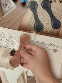 1pc/2pcs Notebook Magnetic Leather Bookmarks, Double-Sided Magnetic Clip Stationery - Multicolor - View 1