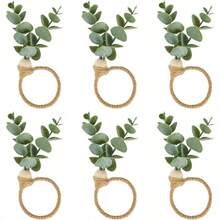 餐巾环套装（1-12个），圣诞餐巾环，波西米亚风桉树叶餐巾环，木珠农舍风复活节餐巾架，适用于婚礼、情人节派对餐桌装饰 - 彩色 - 查看 10