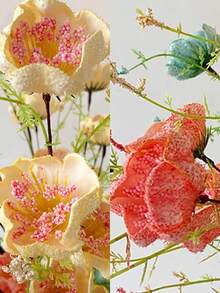 2支仿真花，5枝杜鹃花和牡丹花，适用于婚礼、派对、仪式装饰、DIY插花、家居客厅、卧室、餐厅装饰，波西米亚风格，情人节、母亲节、春季装饰 - 彩色 - 查看 10