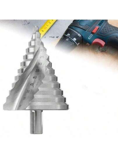 6-60mm Step Drill Bit, 12.5mm/0.5" Shank 4241 HSS Spiral Groove Drill Bit For Wood, Plastic, Thin Metal Sheet
