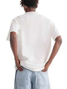 Camiseta de 100% Algodón para Hombre - Manga Corta Blanca Estampada Patrón de caras de gatos impreso Cómoda y Suave para la Piel, Fácil de Lavar, Estilosa y Versátil - Blanco - Ver 2