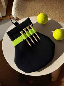 1pc Outdoor Sports Golf Spike Storage Bag, Portable Hook & Strap Design, Practical Golf Accessory Organizer - Black - View 1
