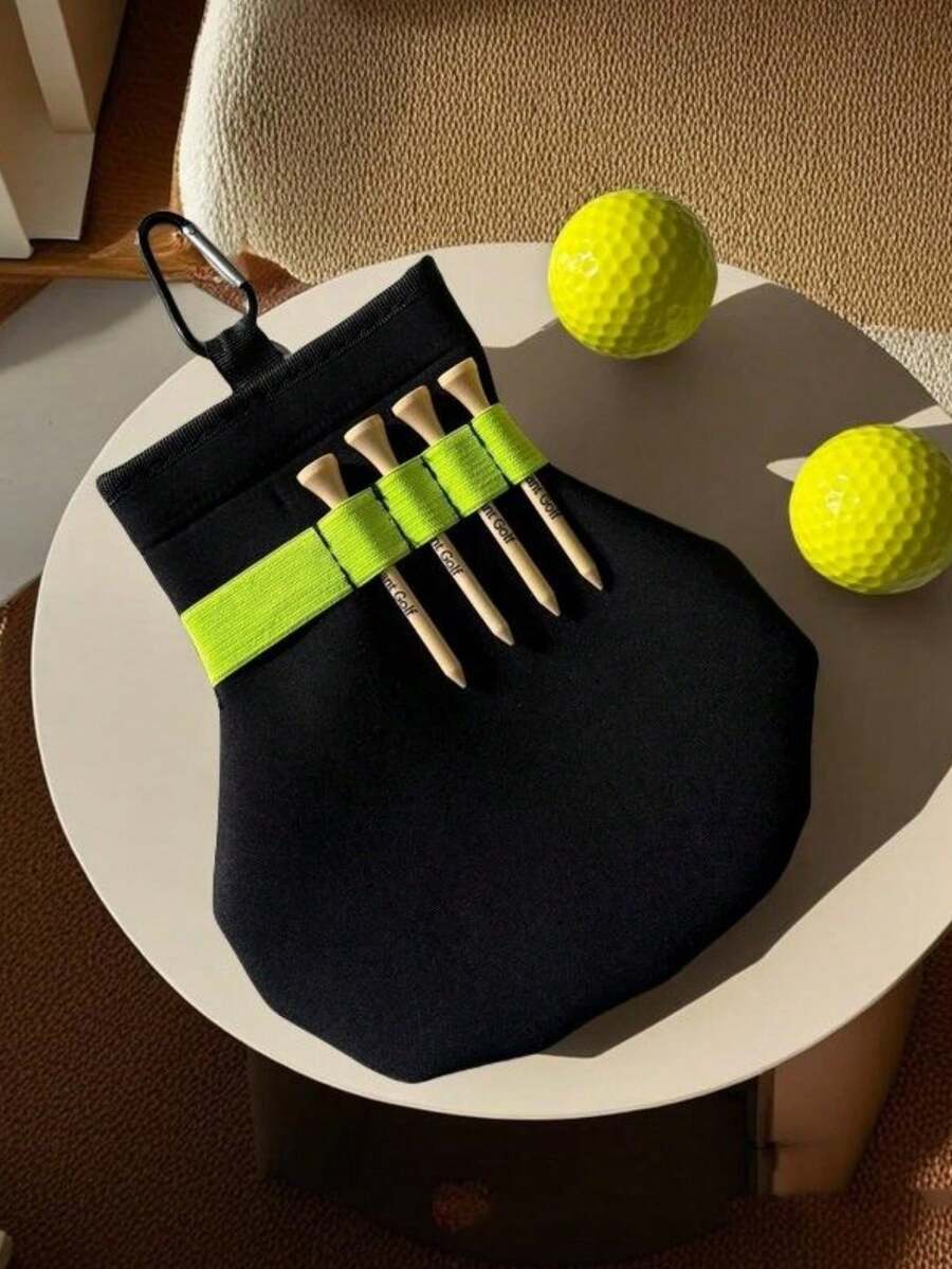 1pc Outdoor Sports Golf Spike Storage Bag, Portable Hook & Strap Design, Practical Golf Accessory Organizer - Black - View 1