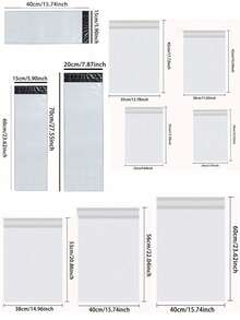 10/20/30/50/100个装纯色快递袋，简约多用途包装袋，适用于学校、办公室、交通运输和邮寄，返校季必备，特大加厚快递袋，防水邮寄信封，自粘包装袋，密封袋，物流存储袋，服装运输信封 - 白色 - 查看 7