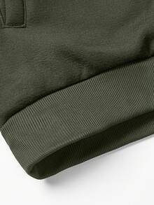 Áo khoác nam có mũ trùm đầu tối giản, túi khóa kéo phía trước, màu trơn, thường ngày - xanh quân đội - Xem 5