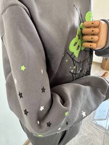 Men's Hip Hop Letter Oversize Printed Harajuku Retro Hoodie Long Sleeve Pants Set Joint Set Big Size For Men And Women 2PC Big And Tall - Grey - View 6