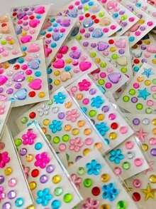 Pegatinas de gemas brillantes - Pegatinas de gemas de corazón de acrílico autoadhesivas para el Día de San Valentín, gemas faciales, cosméticos DIY con brillo, manualidades de festivales de música, etc. Rhinestones brillantes para manualidades DIY, gemas de acrílico de alta calidad, fáciles de aplicar, pegatinas decorativas deslumbrantes, compactas, ideales para proyectos creativos - Multicolor - Ver 1