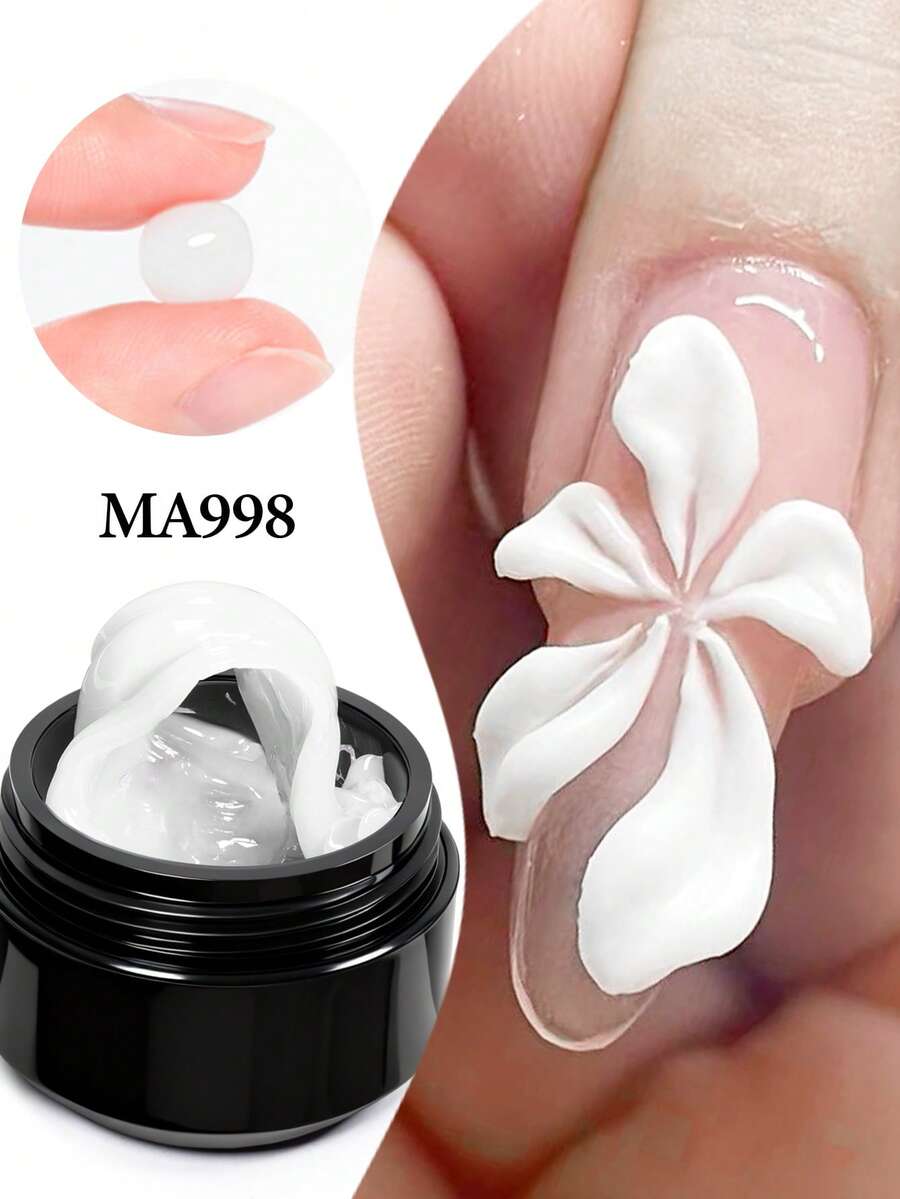 MEET ACROSS 1pc 15ml White Non Stick Hand Extension Gel Nail Polish For 3D Shaping/Sculpting/Carving, Nail Art Solid Milky Jelly Hard Gel For Fake Nail Carving Flower Nail Art Acrylic Gel Varnish Rhinestone Glue Gel Easy To Operate Manicure For Home And Slaon Nail Supplies Nails - trắng - Xem 1