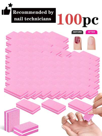 100pcs Nail Polishing Blocks, Nail Care Sanding & Buffing Tools, Professional Triple-Sided Polishing, Suitable For DIY Jewelry Polishing And Nail Care, Also Include Acrylic Nail Brush, Soft Nail & Foot Care Brush For Dusting And Cleaning