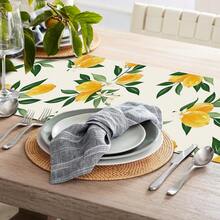1pc Spring Lemon Table Runner, Summer Yellow Fruit & Green Leaf Kitchen Dining Table Decor, Indoor Outdoor Home Party Decoration - Yellow Lemon - View 4