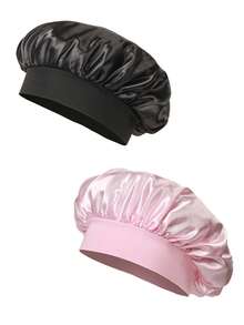 1pc/2pcs/4pcs Silk Sleep Cap, Satin Hair Cap, Women Wide Brim High Elasticity Cap, Charmeuse Sleep Cap, High-End Satin Hair Care Cap, Curly Hair Silk Headband Hair Sleep Cap - 4PC - View 1