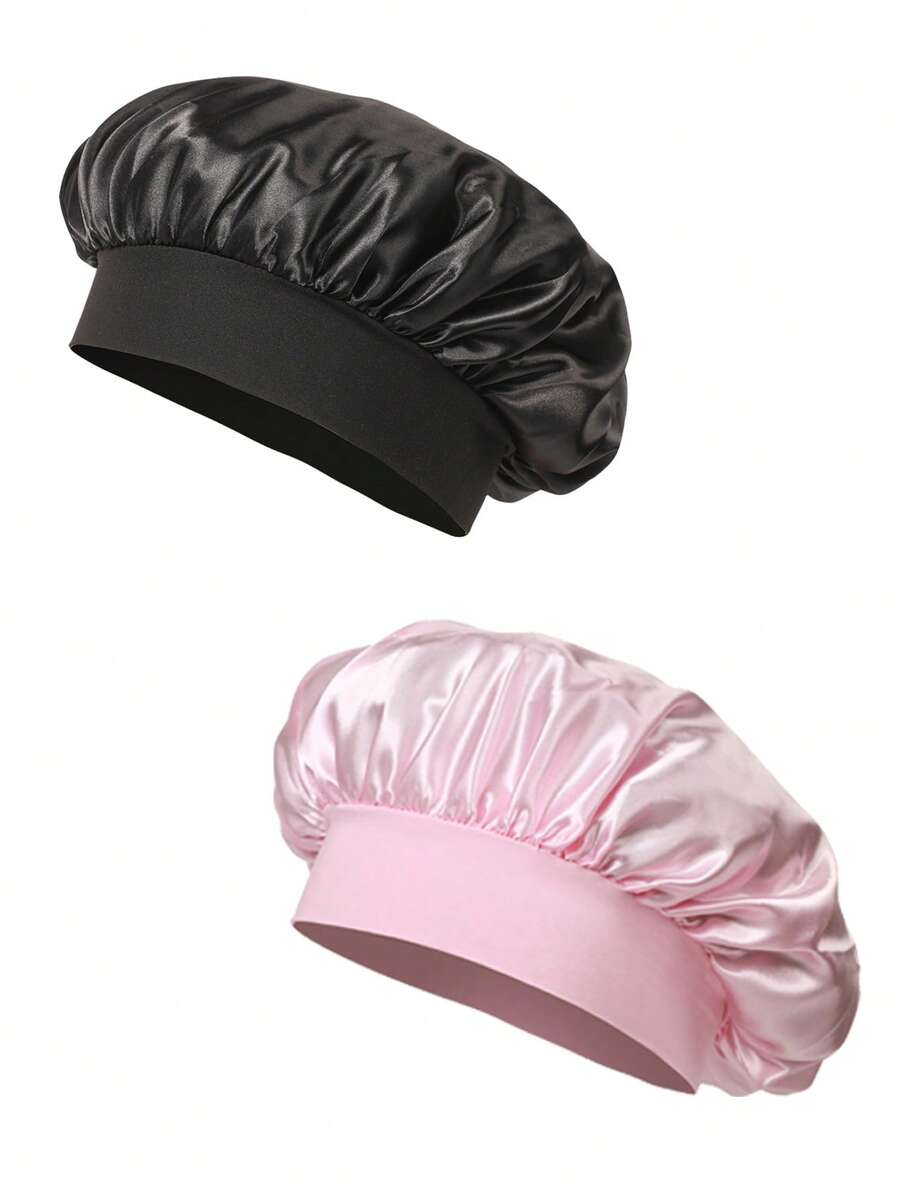 1pc/2pcs/4pcs Silk Sleep Cap, Satin Hair Cap, Women Wide Brim High Elasticity Cap, Charmeuse Sleep Cap, High-End Satin Hair Care Cap, Curly Hair Silk Headband Hair Sleep Cap - 4PC - View 1
