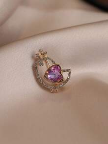 1枚闪亮皇家风别致小鸡胸针，时尚可爱小巧翻领别针，百搭优雅配饰 - 彩色 - 查看 2