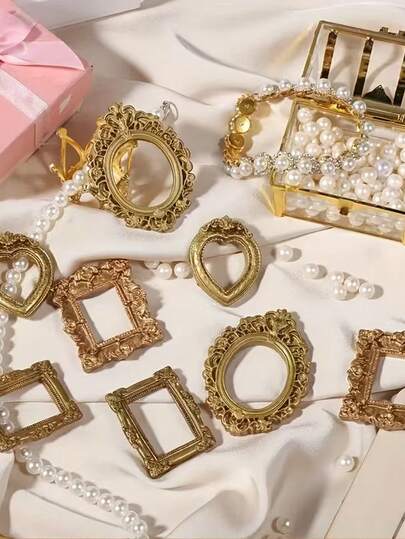 12 st mini-fotoramar i vintage-viktoriansk stil, retro mini-fotoram för fotografering, gör-det-själv-dekorrekvisita för fotografering, dockhustillbehör, gör-det-själv mini-husmodell, hantverkshobby, mini-dekor, kreativ display, smyckespositioneringsram, smyckesdisplayrekvisita, present till födelsedag, examen