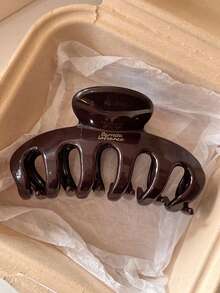 2pcs/1pc Women 4.33in/11cm Plastic Claw Hair Clips, Brown & White Polka Dot, Fashionable, Versatile, Elegant, Minimalist, Solid Color, Suitable For Daily, Casual, Party, Commute, Beach, Ponytail, Bun, Washing Face, Makeup, Accessory (Single-Sided Label) Elegant Hair Claws Women Hair Claws Casual Hair Clutch Elegant Claw Clip - Multicolor - View 4