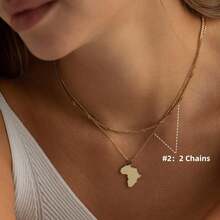 18K金非洲项链，女士款式，金色非洲吊坠，旅行项链，日常项链，精致珠宝礼品