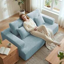 Sofá de Piso "Nube" 2-3 Plazas (180cm) - Sofá Cama Comprimido de Espuma Alta Densidad, Color Verde Menta (Sin Armado) - verde menta - Ver 2