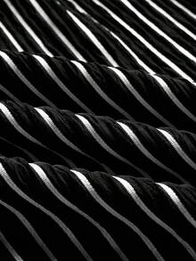 BIUBIU 优雅黑白条纹连体裤，女士高领无袖阔腿休闲办公连体裤 - 黑色 - 查看 9