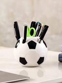 1pc Plastic Pen Holder, Multifunctional Pen Cup, Cartoon Football Creative Pen Holder, Office Football Pen Holder - Multicolor - View 7
