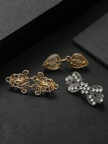 复古毛衣旋涡夹复古领斗篷开衫披肩扣衬衫胸针领带夹围巾帽子夹装饰叶子水钻珍珠结心形图案夹男女通用 - 彩色 - 查看 2