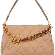 Cloe - Bolsa Satchel Textil Acolchada a Rombos para Mujer - Camel - Ver 3