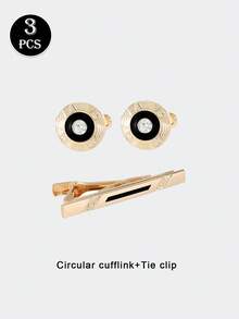 2/3/5 Sets Men's Cufflinks And Tie Clips Set, Fashion Minimalist Rhinestone Alloy Shirt Buttons And Tie Clips Suit For Wedding, Party, Business And Formal Occasions