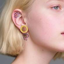 12pcs/8pcs Thin Punk Style 8-19mm PLA Ear Gauges, Simple & Fashionable Personalized Ear Plugs Piercing Jewelry Women New Arrival Valentine Gift - Round - View 4