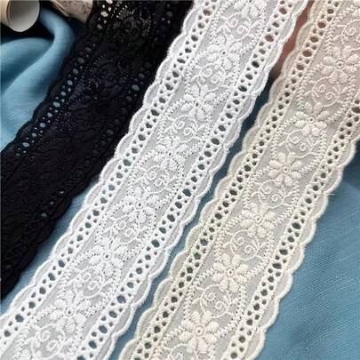 1/5码刺绣花边，宽4.5厘米，适用于DIY服装、家居装饰、礼品包装和初学者缝纫