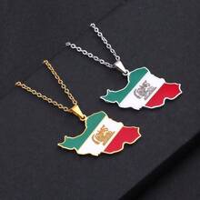 1 Piece, A Fashionable Women's Stainless Steel Map Pendant Necklace, 18K Gold-Plated, Stylish And Versatile, Suitable For Women To Wear. - Multicolor - View 1