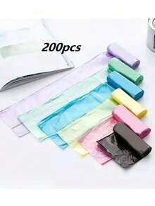 100/200 túi rác gia dụng di động, túi rác nhỏ thông thường, túi lót thùng rác bằng nhựa có thể gấp gọn, thích hợp cho nhà bếp, phòng tắm, nhà vệ sinh, phòng ngủ, văn phòng và phòng tắm, tiện lợi và tiết kiệm không gian. - Nhiều màu - Xem 14