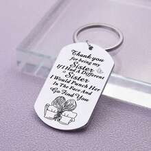1件装姐妹礼物，来自兄妹的礼物，“谢谢你做我的姐姐”钥匙扣，适合女性、青少年女孩，可作为圣诞礼物或生日礼物，送给姐姐、妹妹、灵魂姐妹的礼物，圣诞节或生日礼物。 - 銀色 - 查看 7