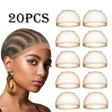 女士透明假发帽，30/20/10/5/2个装弹力尼龙假发帽，隐形超薄弹性假发帽，适用于蕾丝前假发 - 彩色 - 查看 13