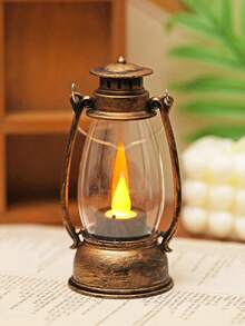 1pc Vintage Handheld LED Lantern Light (With Battery), Indoor Tabletop Decor LED Night Light, Home Decor Lantern Light, Wedding Party Holiday Camping Decor LED Oil Bottle Night Light - Yellow Light - View 15
