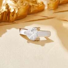 1pc 925 Sterling Silver Heart-Shaped White Cubic Zirconia Navel Ring, Navel Piercing, Navel Bar, Curved Bar, Navel Ring, Gift For Women - Navel Nails - View 6