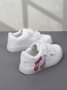 Sanrio 1 Pair Affordable & Fashionable Casual Sports Shoes For Kids, Durable Basketball Shoes Suitable For Daily Wear And Outdoor Activities, Halloween Gift, Luminous Shoes, Outdoor Play Shoes, Fun Design Shoes, Cartoon Print Shoes, Breathable Fabric Shoes, Flexible Sole Shoes, Children's Athletic Shoes, Sports Shoes, Holiday Gift, 2D Flat - White - View 4
