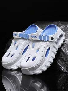 Men's Thick Sole Elevated Non-Slip Durable Low-Top Round Toe Backstrap Dual-Use Comfortable Slip-On Sandals, Summer 2026 New EVA One-Piece Breathable Hollow Bathroom Slippers - White Orchid - View 4