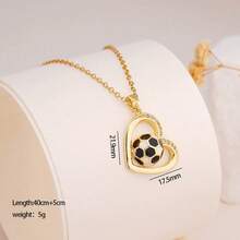 1pc World Cup Football Series Necklace, Sports Style Football Lover's Necklace, Versatile Minimalist Elegant Heart Pendant Clavicle Chain, Women Necklace - Multicolor - View 4
