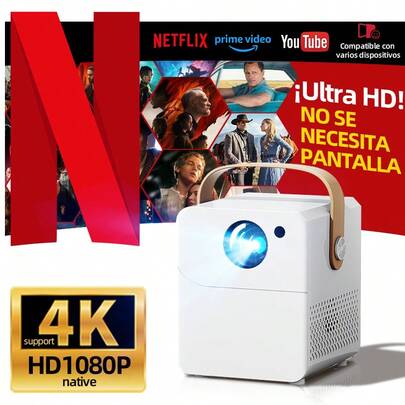 HUASHIJIE Proyector 4K Ultra HD 5G para el hogar, multifuncional e inmersivo, cine en casa, compatible con conexión WiFi a teléfonos Android y Apple, proyección directa en pared blanca, proyector para hogar, KTV, juegos, cursos en línea, dormitorio, compatible con interfaz HD, conexión por USB, sistema Android incorporado con descarga masiva de aplicaciones, sistema de sonido incorporado, proyección al aire libre, regalos para Navidad y San Valentín