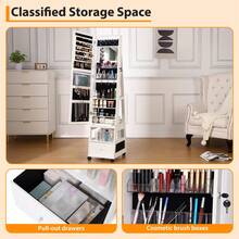 Organizador de Joyas Giratorio 360° con Espejo de Cuerpo Entero, para Dormitorio - Blanco - Ver 5