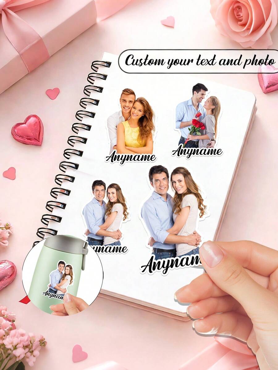 4/12/24pcs Personalized Photo Mug Stickers, Customize Photo And Text,Custom Coffee Cup Stickers With Picture And Text, Design Your Own Mug Stickers , Custom Logo Mug Stickers , Personalized Gift For Mom Or Dad - Multicolor - View 1