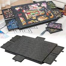 Tilting Puzzle Board With Stand & Cover, 1000-Piece, Six Drawers, Portable - Dark Gray - View 3