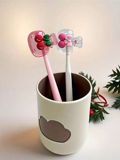 2pcs Cherry Pattern Portable Toothbrush Cover, Cute Cherry Design In Transparent White And Red, Travel Toothbrush Storage Box, Portable Toothbrush Head Protector, Toothbrush Storage Clip, Toothbrush Protector Cover, Protect Toothbrush Head, Portable Design Easy To Carry, Dust-Proof Toothbrush Head Cover Suitable For Travel, Best Gift For Couples, Friends, Family, Teachers, Travel Lovers, Essential For Home And Dorm