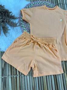 CONJUNTO MENINAS INFANTIL NUBIA REF 006 / CONJUNTO INFANTIL / CONJUNTO MENINA INFANTIL / CONJUNTO INFANTIL LANÇAMENTO / ROUPA INFANTIL / MENINA - LARANJA CLARO - Visão 7