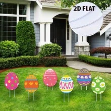 6pcs Easter Egg Hunt Yard Decorations Set, Easter Yard Sign With Stakes, Outdoor Lawn Decorations - Multicolor - View 2