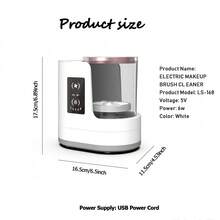 FollowBreak 三合一电动化妆刷清洁器，带化妆刷空气干燥器，USB 供电便携式自动化妆刷清洁工具，慢速旋转，LCD 显示屏，适用于中小型美容化妆刷